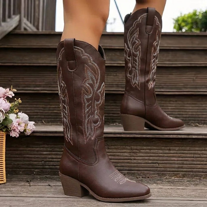 Vera women's cowgirl block heel knee high boots - photo 1