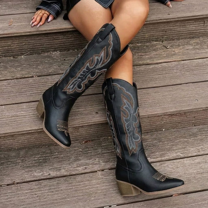 Vera women's cowgirl block heel knee high boots - photo 14