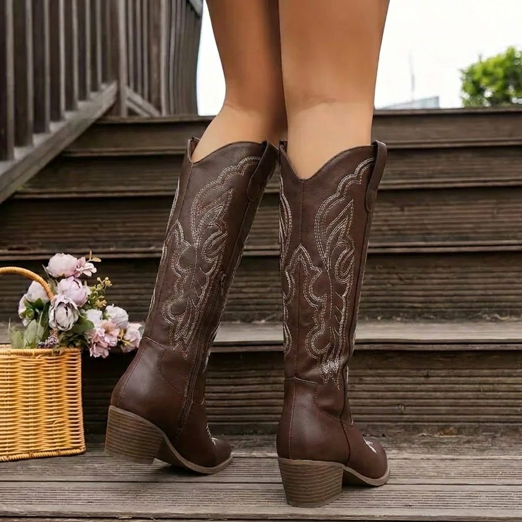 Vera women's cowgirl block heel knee high boots - photo 4