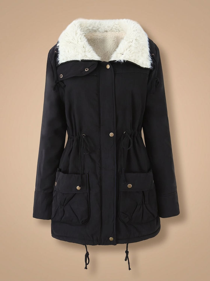 Women's Hooded Faux Fur Collar Winter Coat