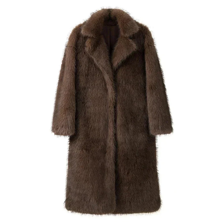 Women's Long Winter Faux Fur Mink Coat