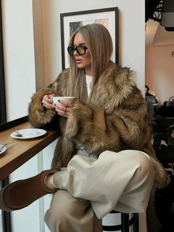 Women's Chic Faux Fur Mink Coat