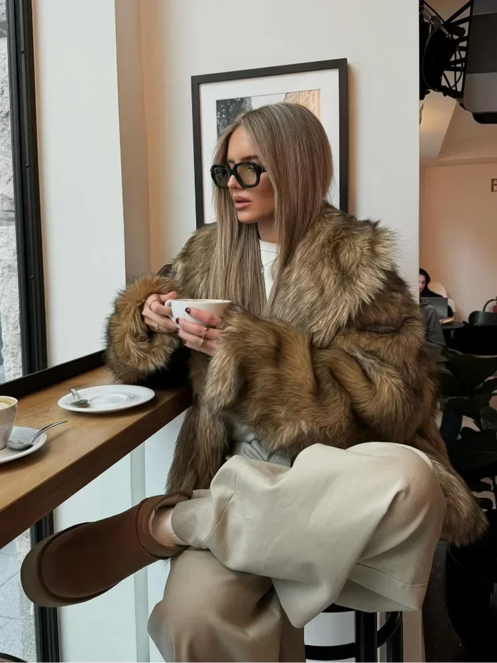 Women's Chic Faux Fur Mink Coat