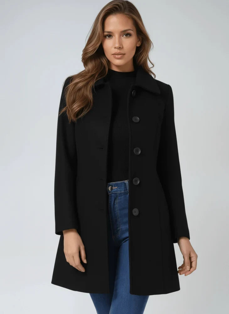 Women's Wool Button Front Long Coat