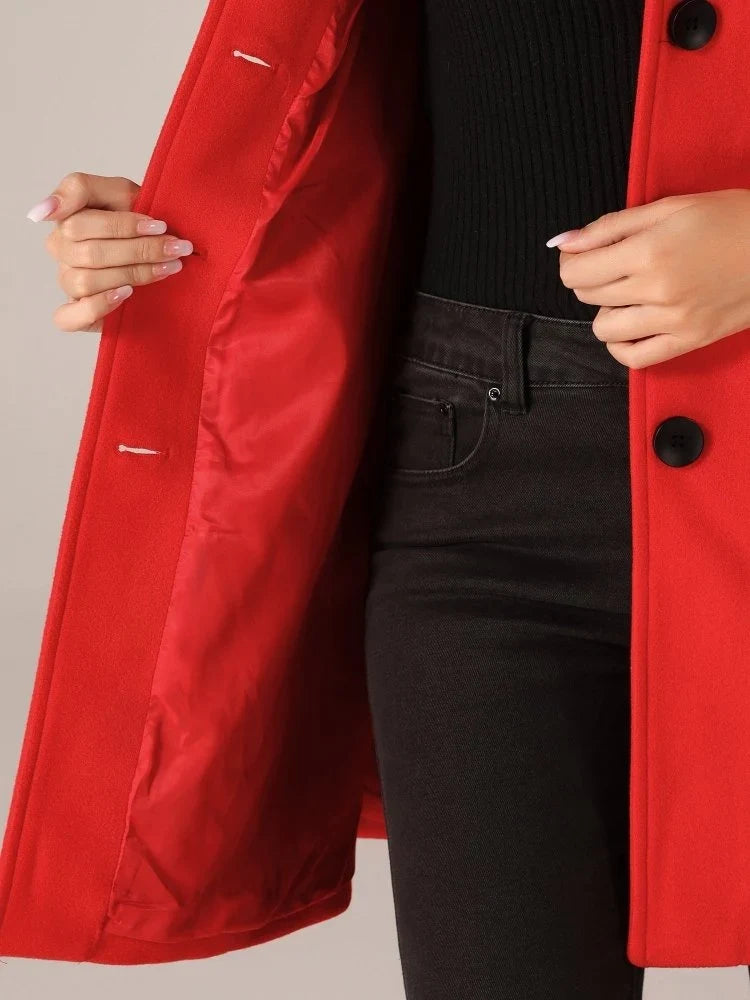 Women's Wool Button Front Long Coat