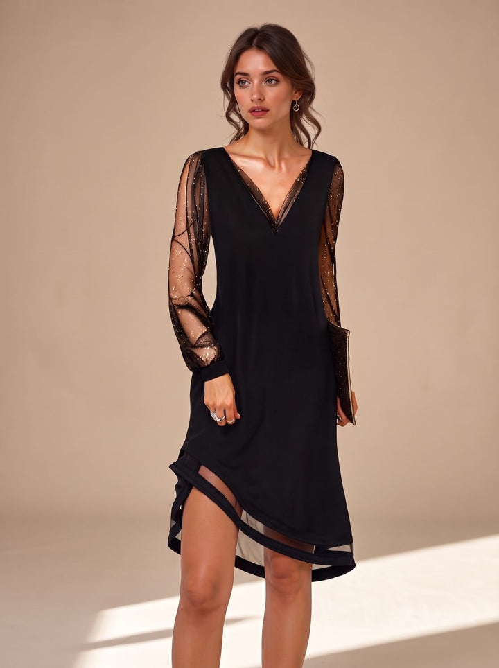 Women's Sequin Long Sleeve Mini Christmas Party Dress