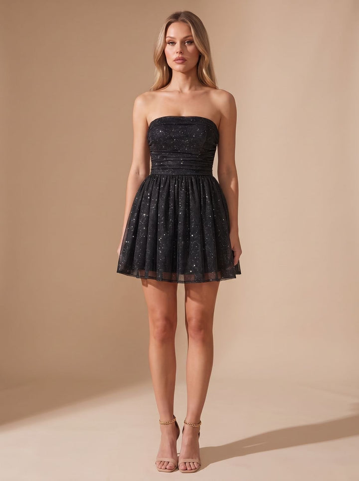Women's Sparkly A Line Mini Christmas Party Dress