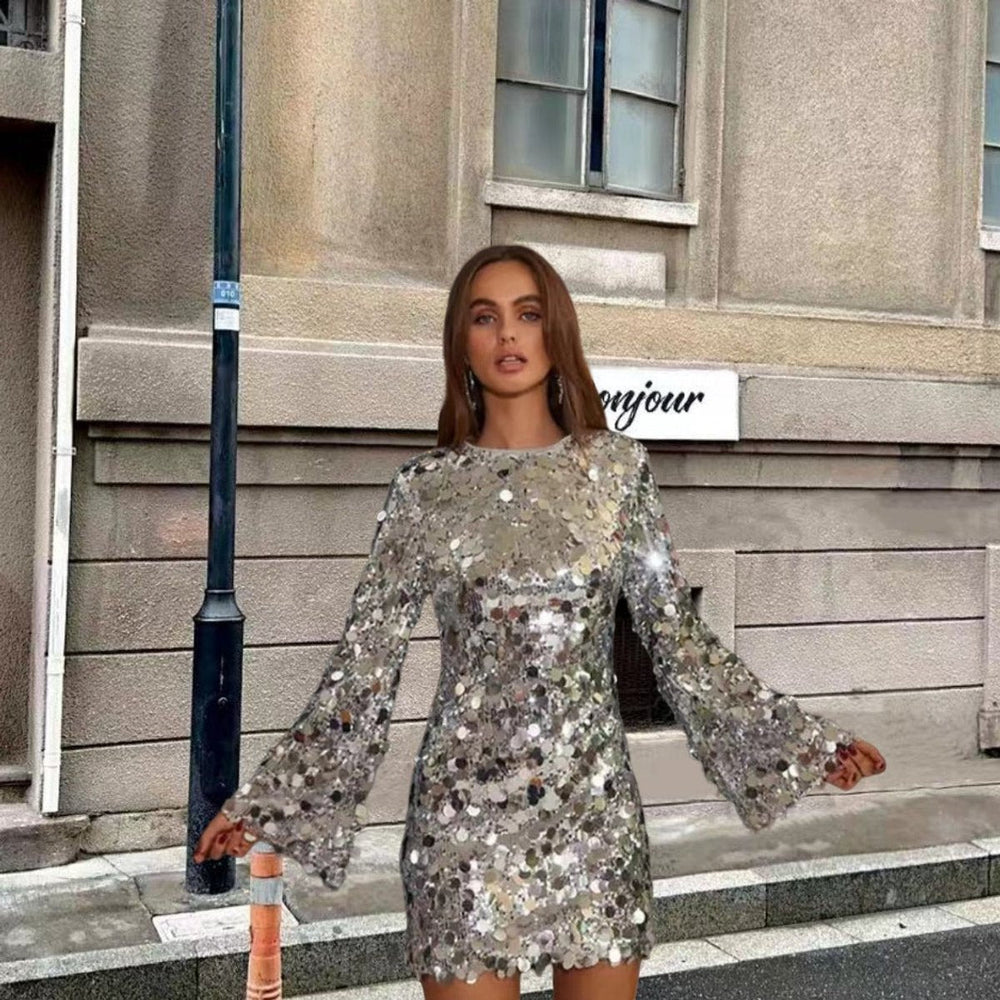 Women's Chic Long Sleeve Bodycon Christmas Party Dress