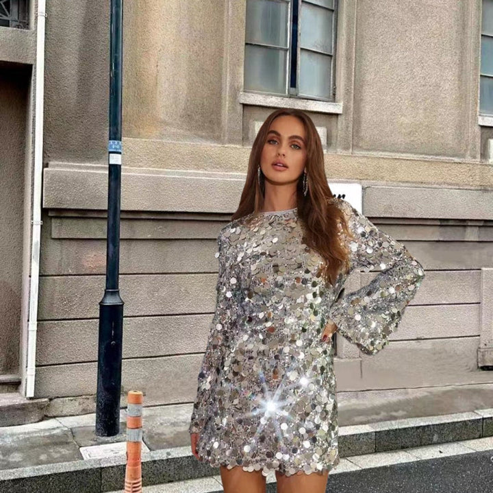 Women's Chic Long Sleeve Bodycon Christmas Party Dress