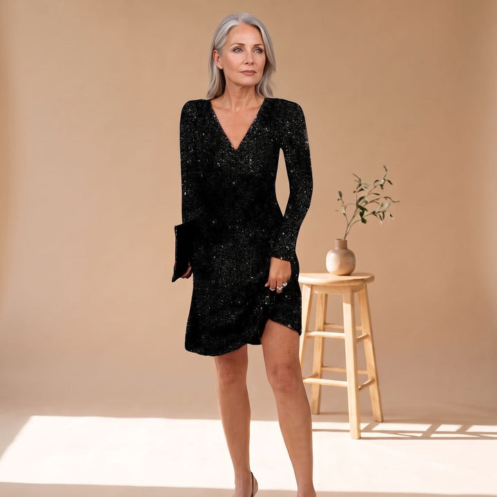 Women's Stylish Sparkly Long Sleeve Christmas Party Dress