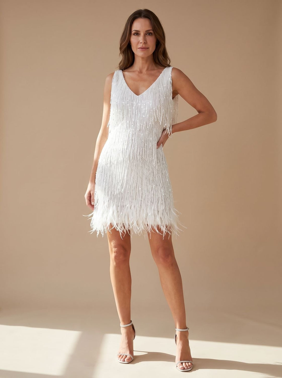 Women's Sparkly Mini Christmas Party Dress - Gold