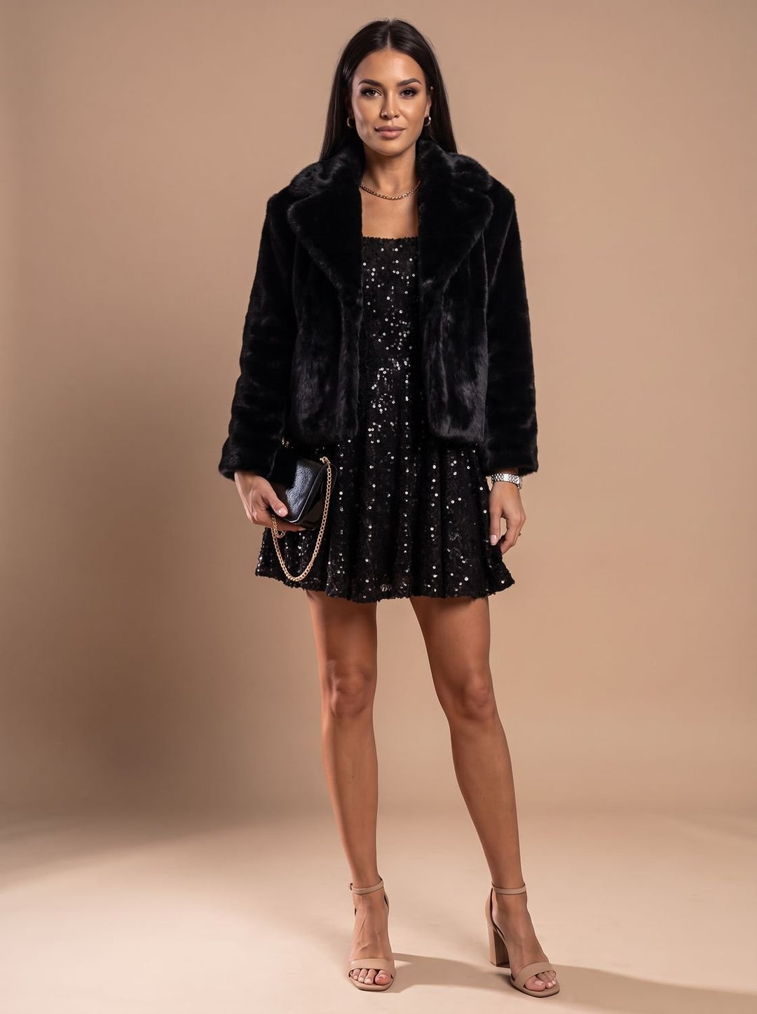 Women's Stylish Sequin Mini Christmas Party Dress