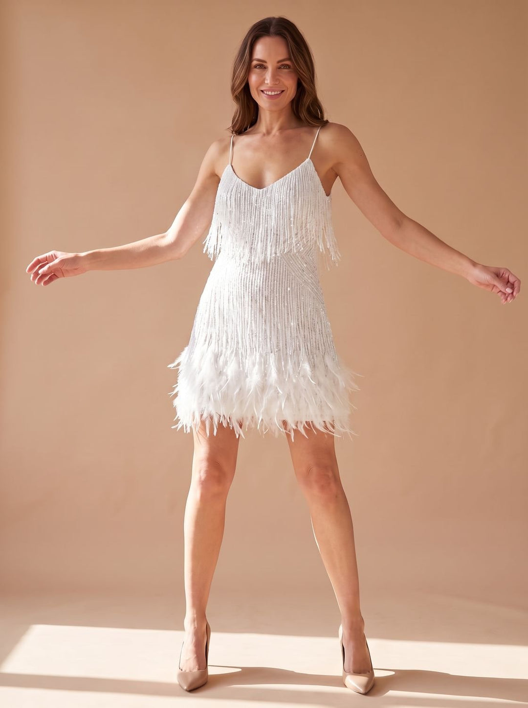 Women's Sequin Bodycon Mini Christmas Party Dress - White