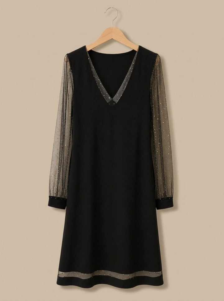 Women's Sparkly Long Sleeve Mini Christmas Party Dress