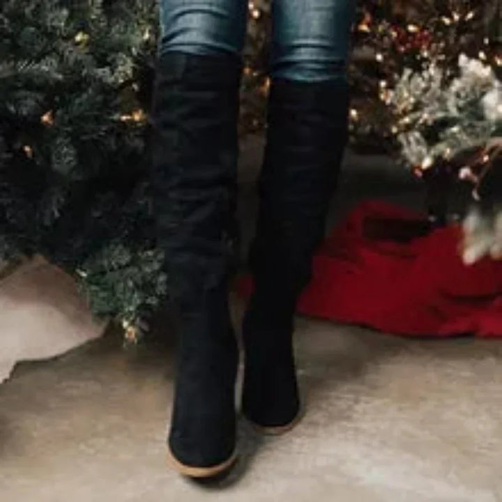 Edwina women's round toe low heel knee high boots - photo 7